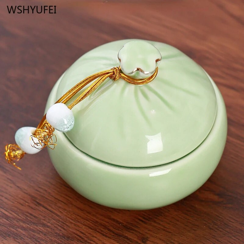 1 vnt Keraminis arbatinukas Arbatos skardinė su dangteliu Maisto indeliai Kosmetikos pakavimo skardinės Losjonų indelis Cukraus indelis Keraminiai virtuvės stiklainiai