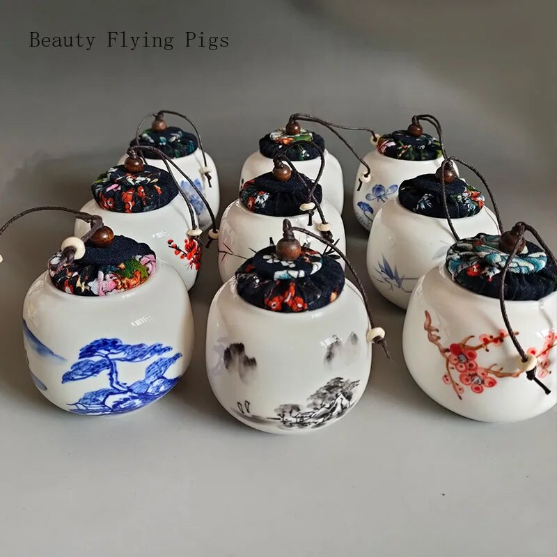 Minikeraamika purk õhukindlad potid salvi säilituskarp keraamiline tee organiseerija säilituspaagid kohviköök hoiukonteiner