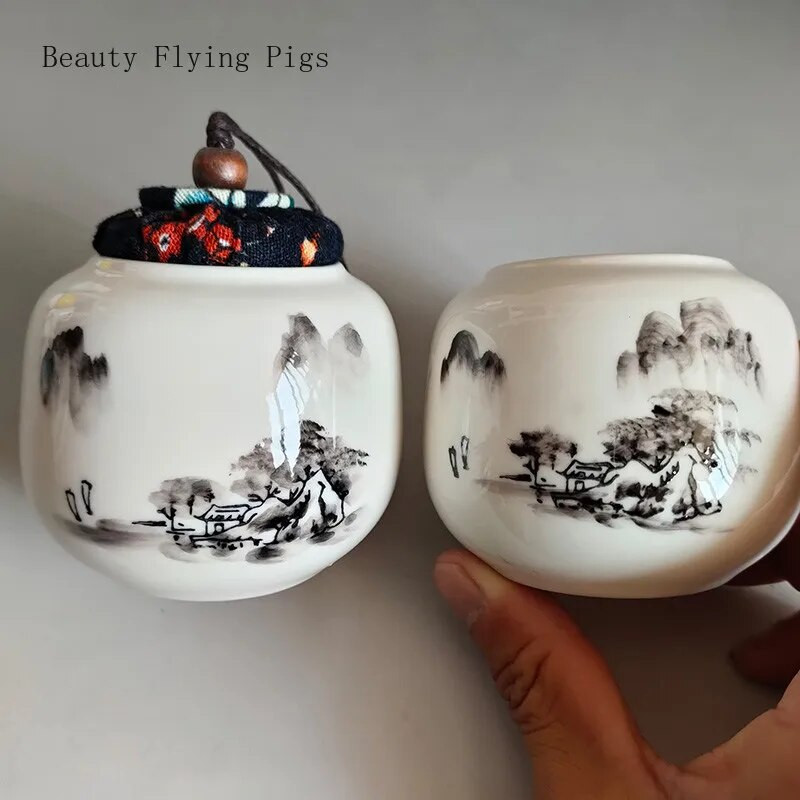 Minikeraamika purk õhukindlad potid salvi säilituskarp keraamiline tee organiseerija säilituspaagid kohviköök hoiukonteiner