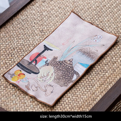 Πετσέτα τσαγιού Dunhuang Suede Πετσέτα τσαγιού για το σπίτι Τελετή τσαγιού Διακόσμηση υφασμάτινη τσαγιέρα Mat China Kung Fu Teaware Αξεσουάρ Τσαγιού Χειροτεχνία