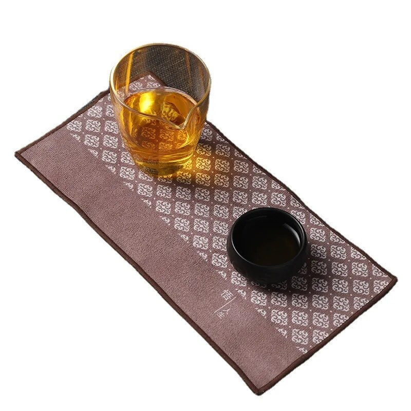 Catifea pe două fețe, pictură tradițională chineză, zen absorbant ceai, servește patrate, față de masă, prosop de ceai, ustensile pentru ceremonia ceaiului