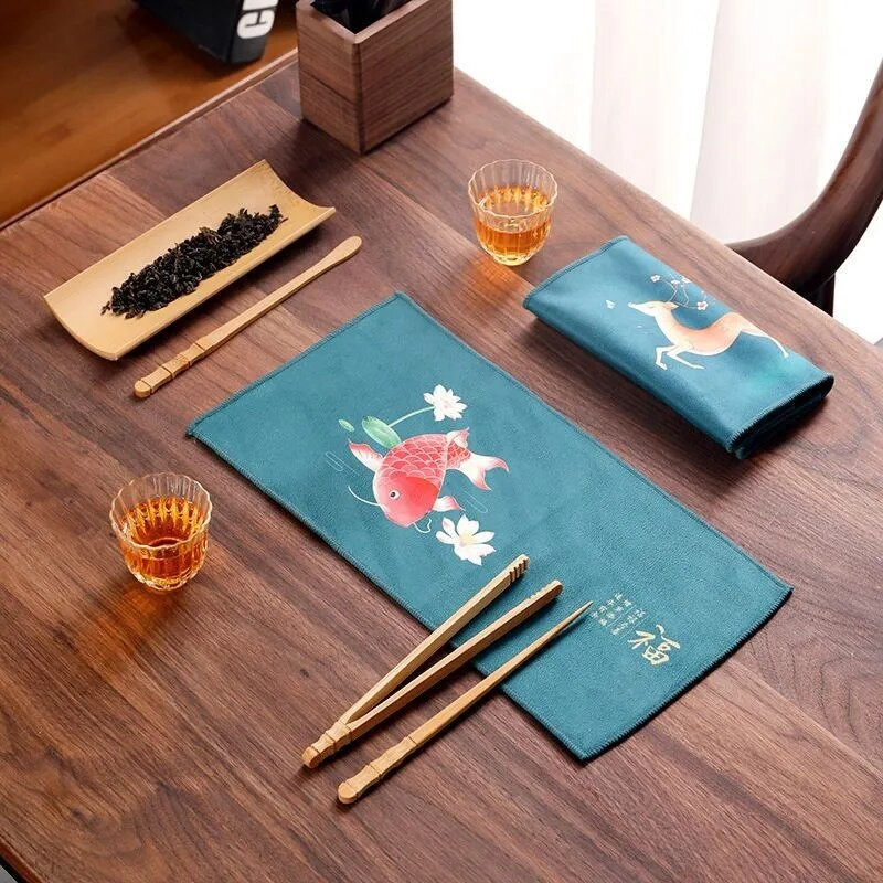 Loominguline vett imav teesalvrätik majapidamises kasutatav kung fu teerätikud paksendatud multifunktsionaalne trükkimine puhastuslapp 1tk LE778