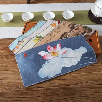 Висококачествена китайска кърпа за чай, абсорбиращи дебели плюшени парцали за маса за чай, китайски подложки за чай Kung Fu, кърпи за саксии