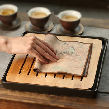 Велурена кърпа за чай Домакинска дзен маса за чай Кърпа за чай Висококачествена абсорбираща глина Yixing Чайници Подложка за чай Kung Fu Чай Салфетка за чай