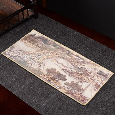 Oslikana kuhinjska krpa Vrhunska sjedala za čaj Ručnik za čaj u japanskom stilu Kung Fu Tkanina za čaj Podloga za stolić za čaj Četvrtasti šal Upijajuća tkanina