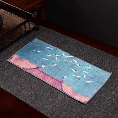 Oslikana kuhinjska krpa Vrhunska sjedala za čaj Ručnik za čaj u japanskom stilu Kung Fu Tkanina za čaj Podloga za stolić za čaj Četvrtasti šal Upijajuća tkanina