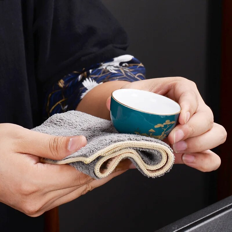 Oslikana kuhinjska krpa Vrhunska sjedala za čaj Ručnik za čaj u japanskom stilu Kung Fu Tkanina za čaj Podloga za stolić za čaj Četvrtasti šal Upijajuća tkanina