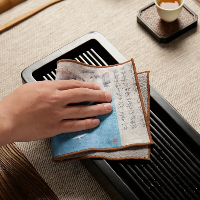 Prosoape high-end, fata de masa absorbanta pentru masa de ceai, ridicare oala, mat, ingrosare, vopsit Zen, 29x15