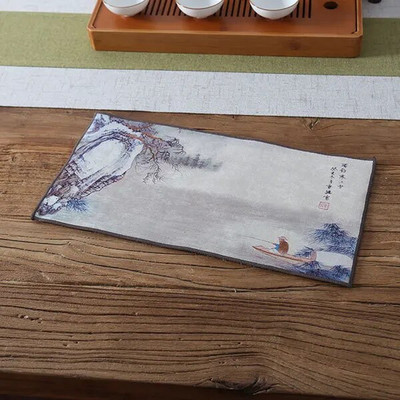 Πετσέτα τσαγιού Ζεν Βελούδινο απορροφητικό ύφασμα τσαγιού, Μικρό χαλάκι τσαγιού, τσαγιέρα θερμαντικό στρώμα, Tea Art, Αξεσουάρ Τελετών τσαγιού