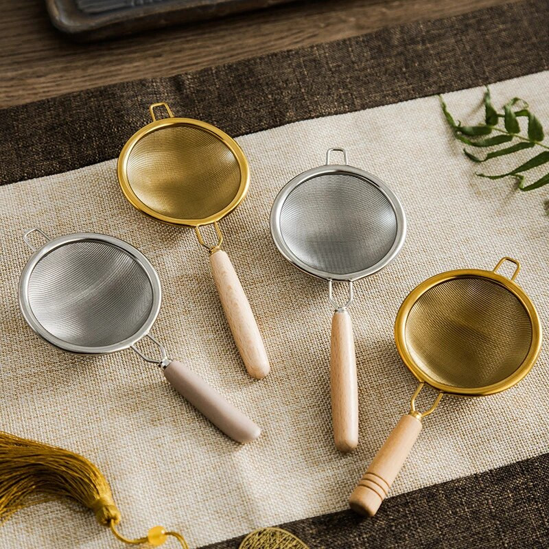 Puidust käepidemega korduvkasutatav teesõel roostevabast terasest peenest lekkevõrgust sõel Teelehe infusioon kohvifiltrid Teekannu tarvikud