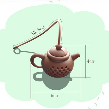 Силиконова настойка за чай с форма на чайник Повторяема цедка Чайна торбичка Филтър за листа Дифузер Чайник Творческа джаджа Аксесоари за чайник