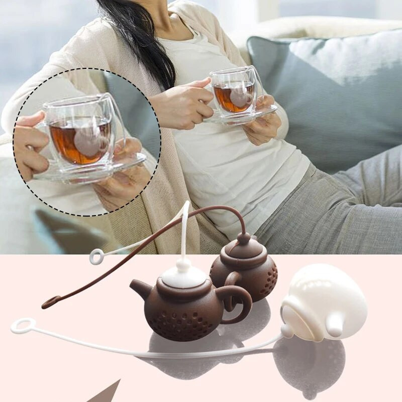 Αξεσουάρ τσαγιού Creative Gadget Teapot Diffuser Repeatable Strainer Tea Bag Filter Diffuser σε σχήμα τσαγιού σιλικόνης