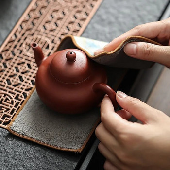 Удебелена памучна щампа за кърпа за чай, абсорбираща дзен китайска малка кърпа за маса за чай, подложка за кърпа в китайски стил 1 БР. LE768