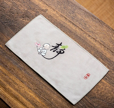 Sutirštintos medvilnės spausdintas arbatos rankšluosčio audinys, sugeriantis Zen Kiniškas mažas arbatos rankšluostis Kinijos stiliaus arbatos rankšluosčių padėklas 1vnt LE768