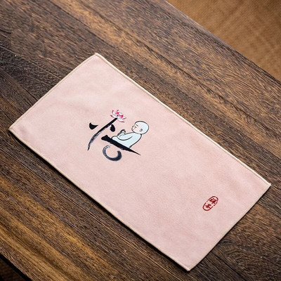 Sutirštintos medvilnės spausdintas arbatos rankšluosčio audinys, sugeriantis Zen Kiniškas mažas arbatos rankšluostis Kinijos stiliaus arbatos rankšluosčių padėklas 1vnt LE768