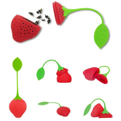 Căpșuni Design Strecătoare de frunze de ceai în vrac Infuzor de condimente pe bază de plante Difuzor cu filtru Unelte creative pentru bar Accesorii pentru bucătărie