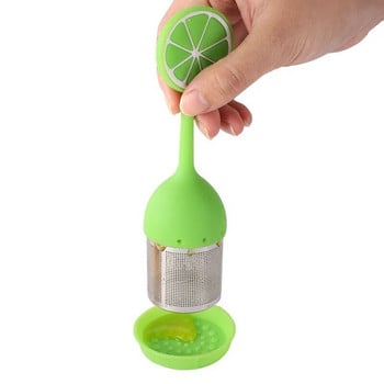 Силиконова дръжка Tea Infuser от неръждаема стомана Топка за чай Филтър Чайник Ча Цедка за кафе Творческа сито за подправки във форма на лимон и портокал