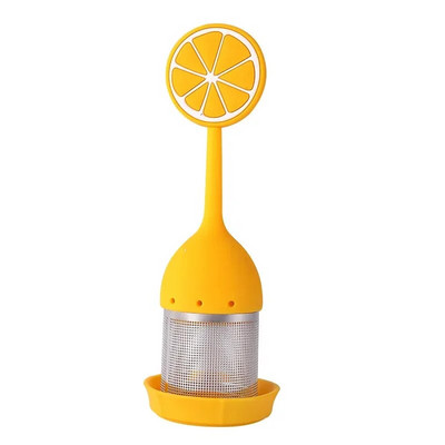 Χερούλι σιλικόνης Εγχυτήρας τσαγιού από ανοξείδωτο ατσάλι Φίλτρο τσαγιού για μπάλα τσαγιού Cha φίλτρο καφέ Creative κόσκινο μπαχαρικών σε σχήμα πορτοκαλιού λεμονιού