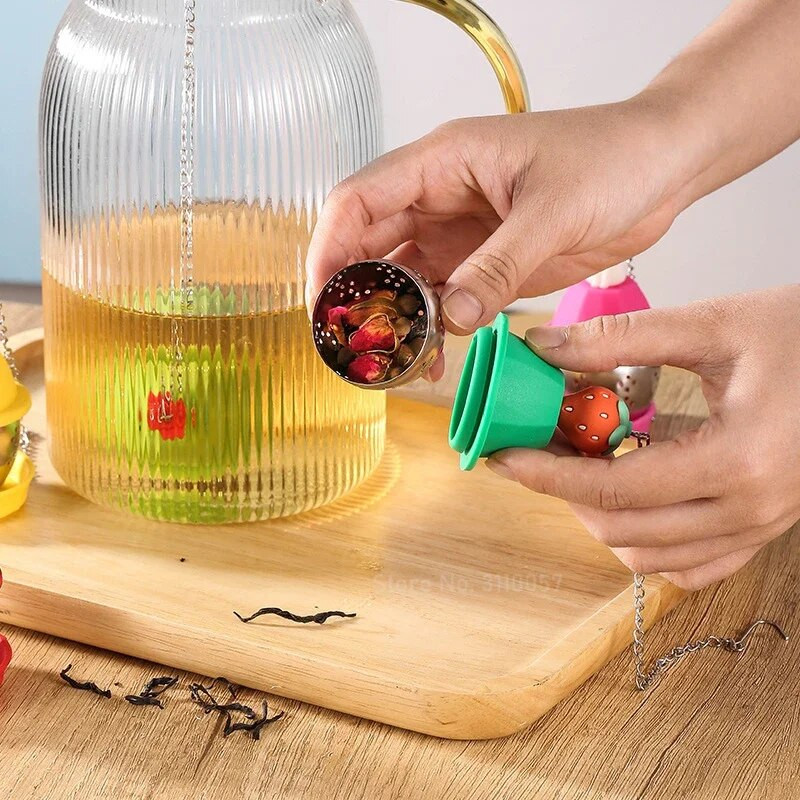 Cartoon Cute Tea Infuser Vürtsfilter karu kass Duck Rose Rabblt teepakk Lehtede hajuti Teenõu sõel Taimsed tarvikud Teekeetja