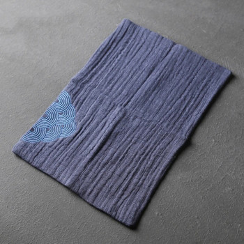 Καθαρό βαμβάκι απορροφητικό πετσέτα τσαγιού Χοντρό κεντημένο θαλασσινό νερό με σχέδιο τετράγωνο καθαρό πανί Ιαπωνικό σετ τσαγιού