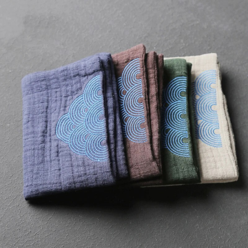 Grynos medvilnės, sugeriantis arbatos rankšluostis, storas išsiuvinėtas jūros vandens raštas, švaraus audinio japoniškas arbatos rinkinys