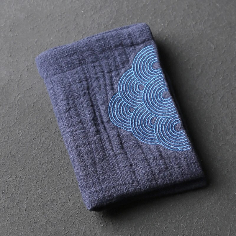 Grynos medvilnės, sugeriantis arbatos rankšluostis, storas išsiuvinėtas jūros vandens raštas, švaraus audinio japoniškas arbatos rinkinys