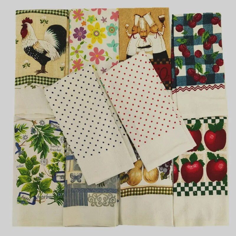 1vnt 40x70cm Vintažinių gėlių tašku margintas medvilninis arbatos rankšluostis virtuvės rankšluostis Vandenį sugeriantis valymo audinys Namų vakarėlio dovana