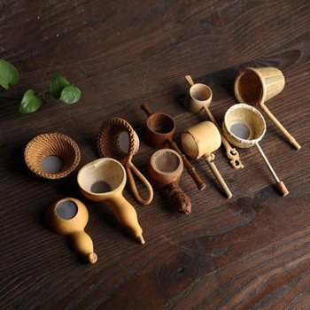 Нови цедки за чай Чаени листа от бамбук Ратан във формата на кратуна Фуния за декорация на чаена маса Аксесоари за чаена церемония