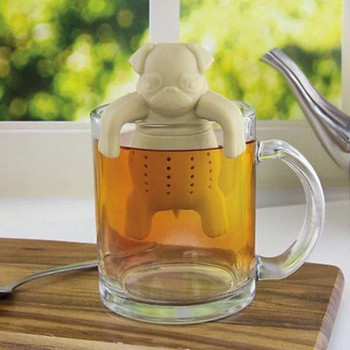 Сладко силиконово куче мопс Tea Infuser Филтър за чай Дифузер Цедка за чай за многократна употреба Spice Loose Tea Leaf Билков инструмент Аксесоари за чай