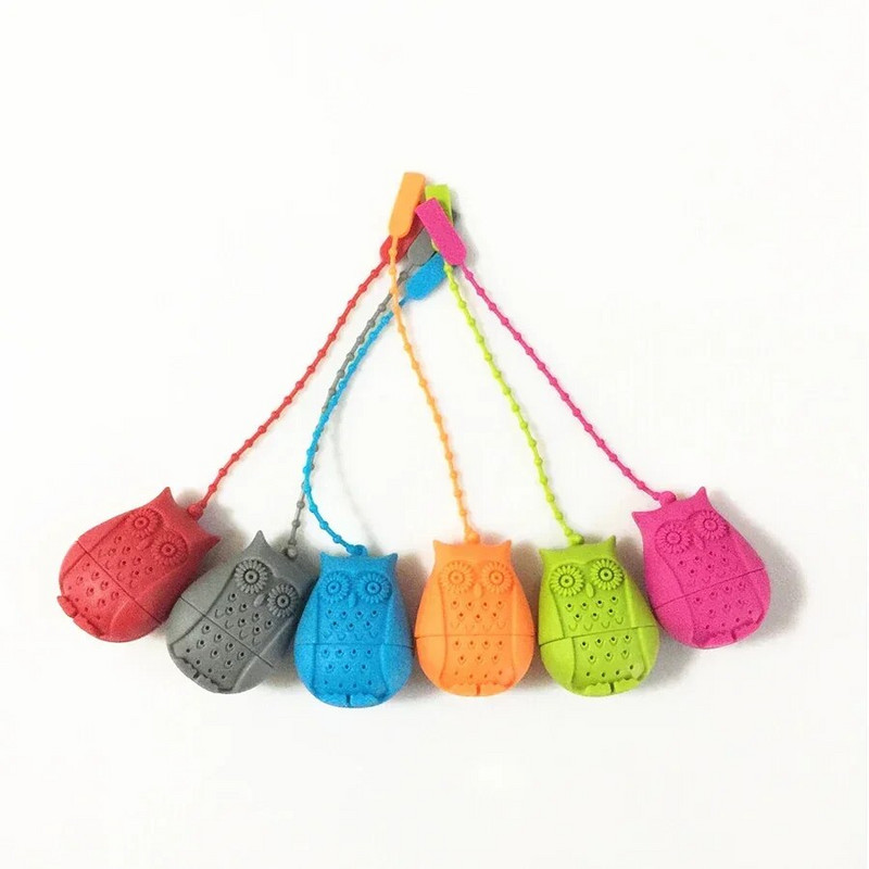 Kreativne slatke vrećice za cjedilo za čaj Owl Silikonski dodaci za čaj od neuvezanih listova za hranu. Filter za difuzor. Zabavni dodaci za čaj iz crtića