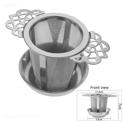 Dvoslojno čipkasto cjedilo za čaj s pladnjem Mrežasto filter od nehrđajućeg čelika Sito Odvod za čaj Korisni infuzeri Kuhinjski alati Posuđe za čaj