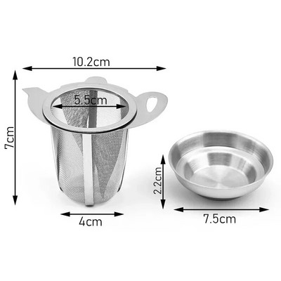 Dvoslojno čipkasto cjedilo za čaj s pladnjem Mrežasto filter od nehrđajućeg čelika Sito Odvod za čaj Korisni infuzeri Kuhinjski alati Posuđe za čaj