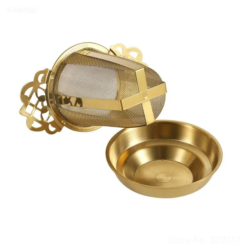 Set de strecurătoare de ceai din dantelă cu două straturi cu tavă Filtru din oțel inoxidabil Sită de plasă Scurgere de ceai Infuzoare utile Ustensile de bucătărie Veselă de ceai