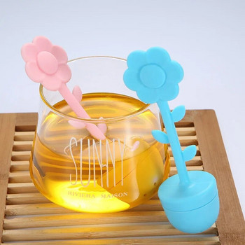 Νέο φίλτρο Sunflower Silicone Tea Infuser Fine Mesh Food Grade Tea Leak Filter Tea Maker Flower Pot Design Multi Color Teaware
