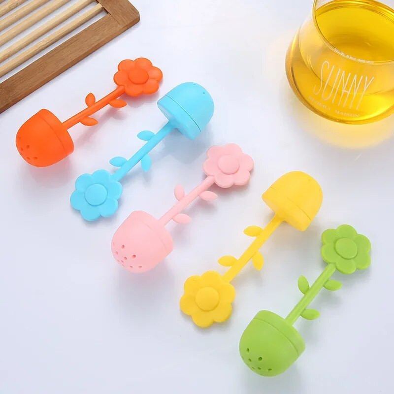 Uus päevalille silikoontee infusioonisõel peene võrguga toidukvaliteediga tee lekkefilter teekeetja Lillepoti disainiga mitmevärviline teenõu