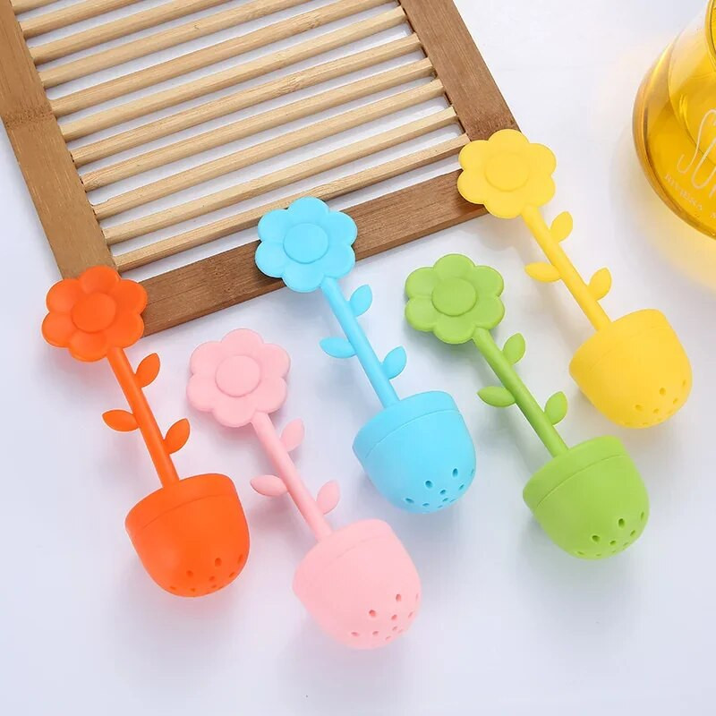 Uus päevalille silikoontee infusioonisõel peene võrguga toidukvaliteediga tee lekkefilter teekeetja Lillepoti disainiga mitmevärviline teenõu