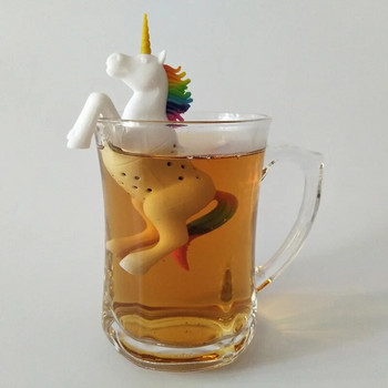 1 бр. Unicorn Shape Tea Infuser Цедки Tea Bag Food Grade Leaf Herbal Spice Filter Creative Filter Loose Silicone Filtration