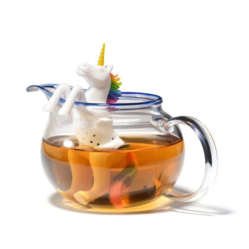 1 tk Unicorn Shape Tea Infuser Kurnad Teepakk Toidukvaliteediga Leht Taimne Vürtsifilter Loominguline Filter lahtine silikoon Фильтрация