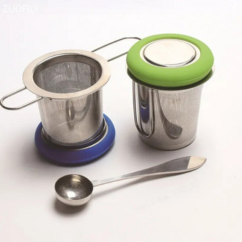 Сгъваема дръжка Инфузер за чай Филтър за кафе от неръждаема стомана Цедка за подправки Мрежеста посуда за чай Кухненски аксесоари Преносим на открито