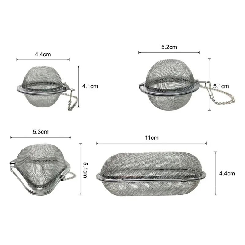 Ovaalse südame sfääri kujuga vürtside maitseaine teesõel koos ketiga roostevabast terasest võrgust palli tee kohvifilter korv infusioonitööriistad