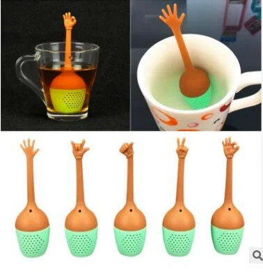 Naljakad käeliigutused teejootmispulber Musta tee kurn FDA klassi silikoonist lahtiste lehtedega taimsete vürtside hoidik Teepruulimisvahendid