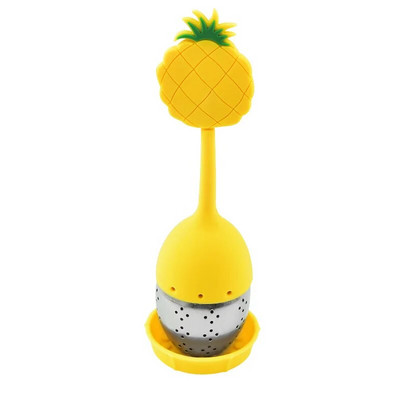 Επαναχρησιμοποιήσιμος εγχυτήρας τσαγιού σιλικόνης από ανοξείδωτο ατσάλι με πλέγμα μπαχαρικών καρυκευμάτων καφέ Σούπα φίλτρου Σακούλα φίλτρου Διαχύτης τσαγιού κουζίνας