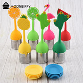 Flamingo teesõel Ananassi kiivi teekotid Silikoonist taimsed infusioonid Joogitarvikud Filter Difuuser Teenõud Kodused jooginõud