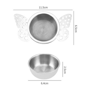 Πεταλούδα Δαντέλα Διπλής στρώσης φίλτρο τσαγιού με λεπτό πλέγμα από ανοξείδωτο ατσάλι Κόσκινο φίλτρου Teaware Drain Χρήσιμα αξεσουάρ για έγχυση τσαγιού
