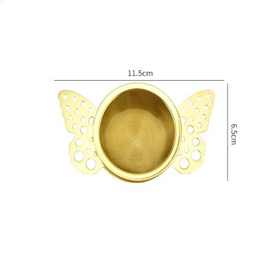 Πεταλούδα Δαντέλα Διπλής στρώσης φίλτρο τσαγιού με λεπτό πλέγμα από ανοξείδωτο ατσάλι Κόσκινο φίλτρου Teaware Drain Χρήσιμα αξεσουάρ για έγχυση τσαγιού