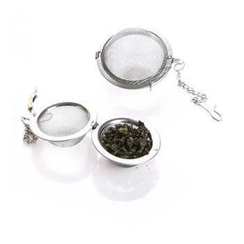 1PC Цедка за чай от неръждаема стомана Сфера Заключваща подправка Филтър за чай Топка за подправки Мрежа Остатък от чай Инфузори Кухненски инструменти 3 размера