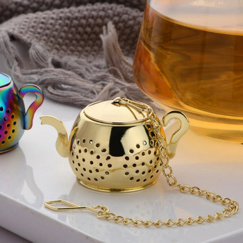 1 бр. Цедка за чай от неръждаема стомана. Творческа цедка за чай за многократна употреба. Форма на чайник. Наливна маса за чай. Цедка за ароматизиран чай.