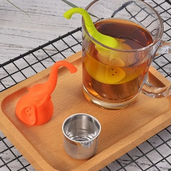 Cute Elephant Silicone Tea Infuser Ανοξείδωτο ατσάλι με λεπτό πλέγμα φίλτρο τσαγιού Leaf Φίλτρο βοτάνων μπαχαρικών Διαχύτης αξεσουάρ κουζίνας