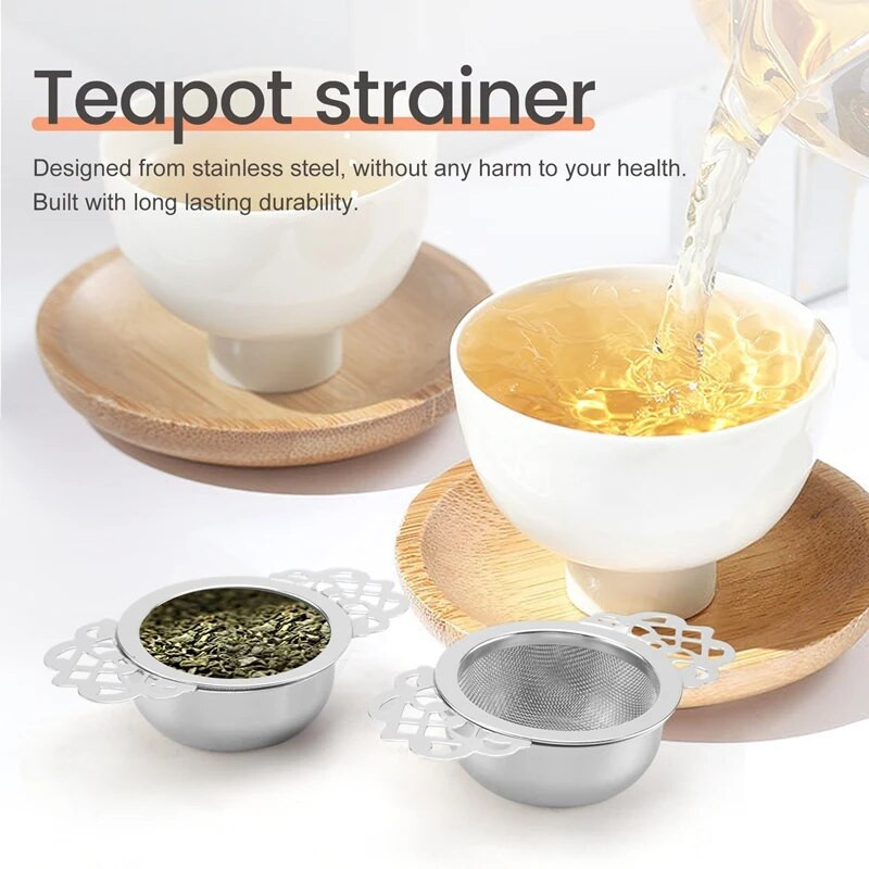 2 tk teefilter, roostevabast terasest teesõel kausiga, ülipeenest võrgust teesõelad kahe tiivaga käepidemetega