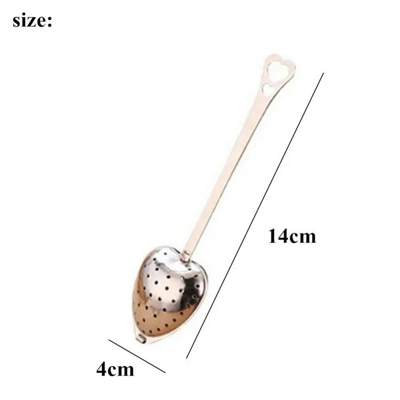 Teekasutaja korduvkasutatav roostevabast terasest südamevõrgust teesõel Kohvi vürtsifilter hajuti käepide Teepalli köögi vidin